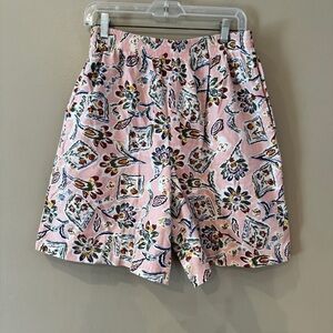 Vintage Turkish Cotton High Waisted Pastel Floral Shorts‎ Sz L